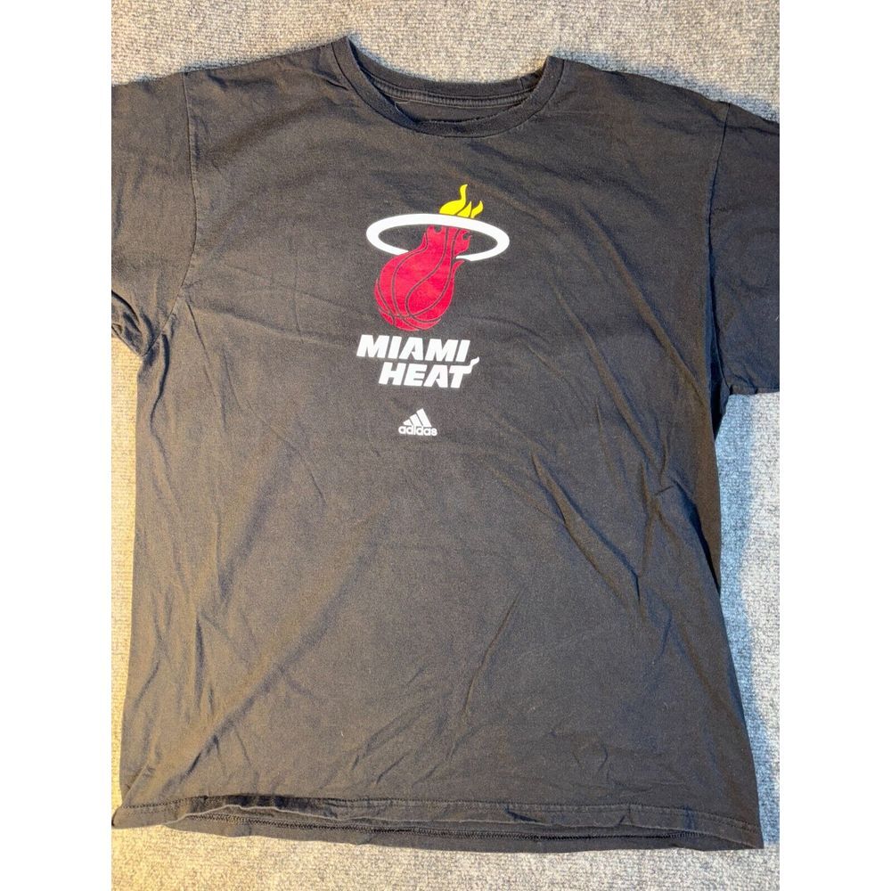 NBA Miami Heat adidas Shirt Basketball Mens XL Black The Go-To Tee Short Sleeve
